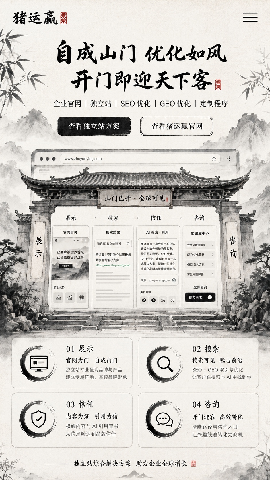 企业官网、独立站、SEO、GEO 优化和定制程序服务